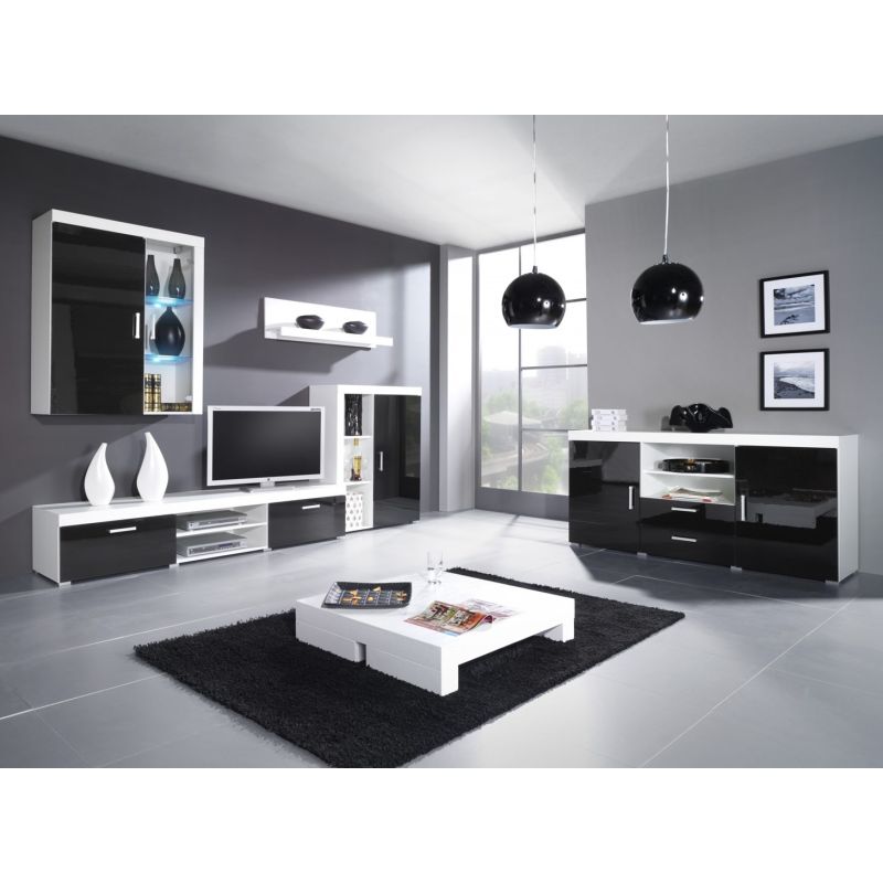 SAMBA hanging display cabinet (Unit 4) white/black gloss Bufety i witryny/Bufety i witryny na drewnianej podstawie Your Sports Performance