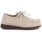 Women's leather lace-up moccasins, beige, Artiker 58C1519 Artiker