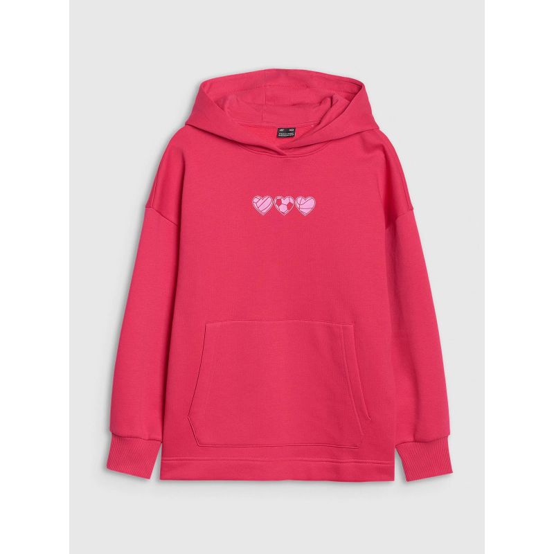Girls' sweatshirt with a hood, open, 4F 4FJRSS25TSWSF2235-62S *Kategoria tymczasowa Your Sports Performance