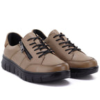 Women's beige leather platform shoes Vinceza 133130