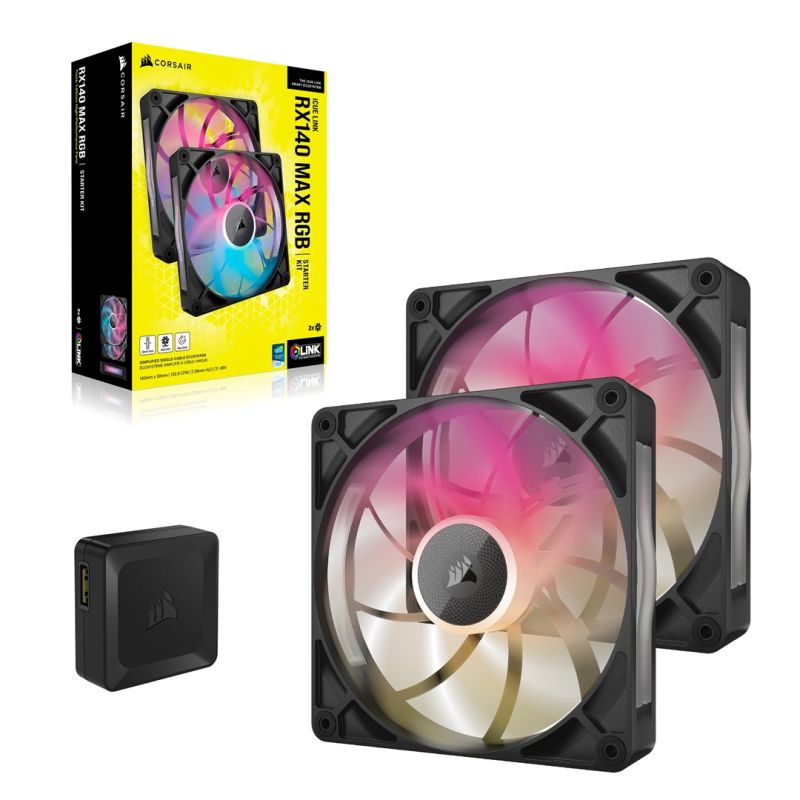 CORSAIR iCUE Link RX140 MAX RGB Starter Kit - Case Fan - 140mm - (Set of 2) Chłodzenie/Chłodzenie - wentylatory Your Sports Performance