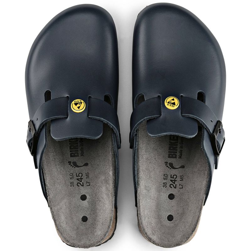 Women's Birkenstock Boston ESD Blue clogs natural leather narrow slippers (0061388) Footwear/Lifestyle/Brinkenstock/Klapki/chodaki Birkenstock