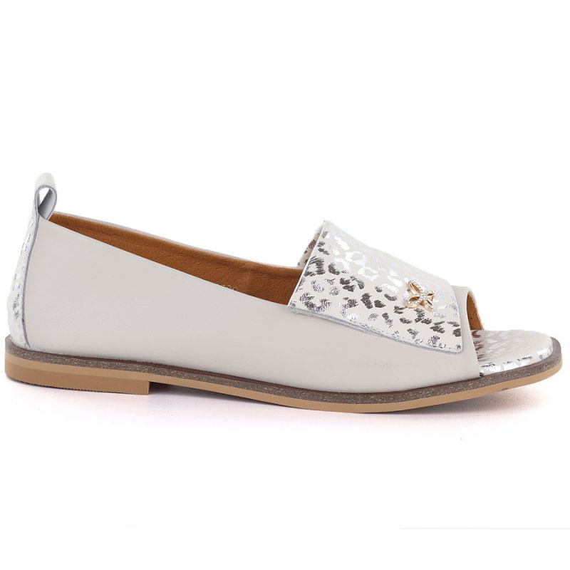 Women's leather open-toe shoes in beige Potocki JE19397 Potocki