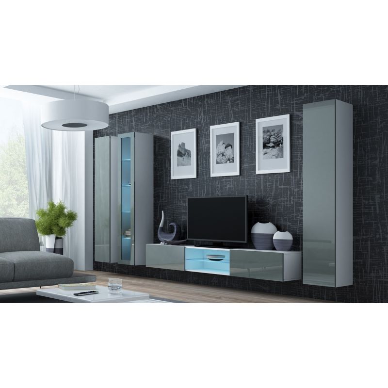 VIGO glass display cabinet '180' 180/40/30 white/grey Bufety i witryny/Bufety i witryny na drewnianej podstawie Your Sports Performance