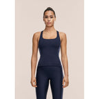 CASALL Women's Shaped Block Built in Bra Tank Navy Blue