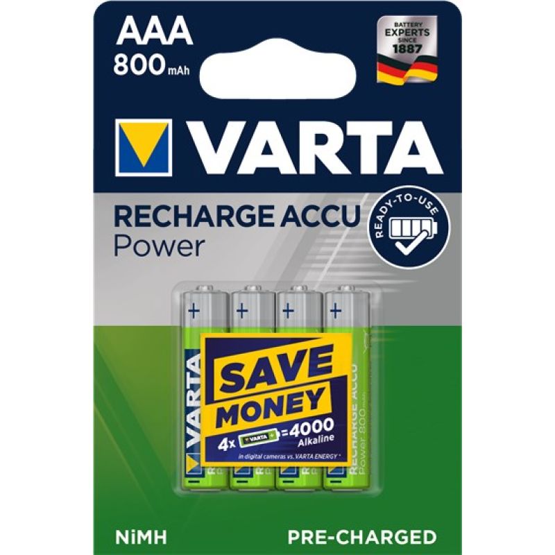VARTA Ready2Use 56703101404 AAA rechargeable battery pack (800mAh ; Ni-MH) Baterie, akumulatorki i ładowarki/Akumulatorki Your Sports Performance