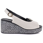 Women's leather wedge sandals with openwork beige S.Barski 7010 S.Barski