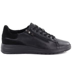 Women's black leather shoes with a zipper Potocki JE19402 Potocki
