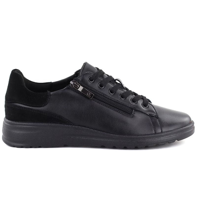 Women's black leather shoes with a zipper Potocki JE19402 Potocki