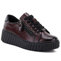 Women's patent leather platform shoes in burgundy Vinceza 133134