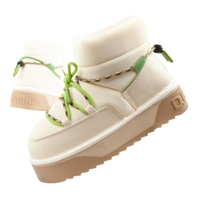Women's winter snow boots D.Franklin fashionable fur insulated ankle boots beige green D.Franklin
