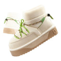 Women's winter snow boots D.Franklin fashionable fur insulated ankle boots beige green D.Franklin