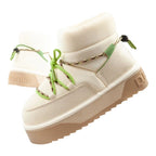 Women's winter snow boots D.Franklin fashionable fur insulated ankle boots beige green D.Franklin