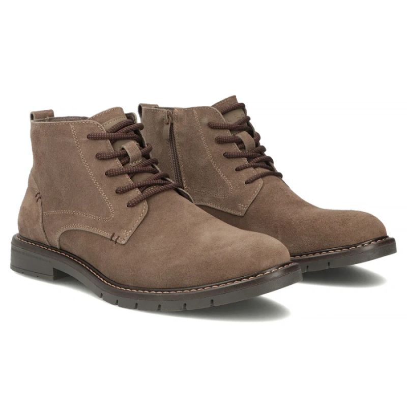 Men's leather ankle boots, unlined, suede, beige, Filippo MBT8318