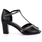 Black open toe pumps on a block heel M.Daszyński SA107-37 M. Daszyński