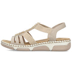 Women's beige wedge sandals Rieker 66201-62 Rieker