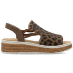 Women's beige leopard print platform sandals Rieker 62741-90 Footwear Your Sports Performance