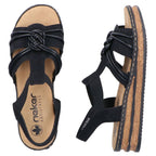 Women's black elastic strap sandals Rieker 62969-00 Rieker