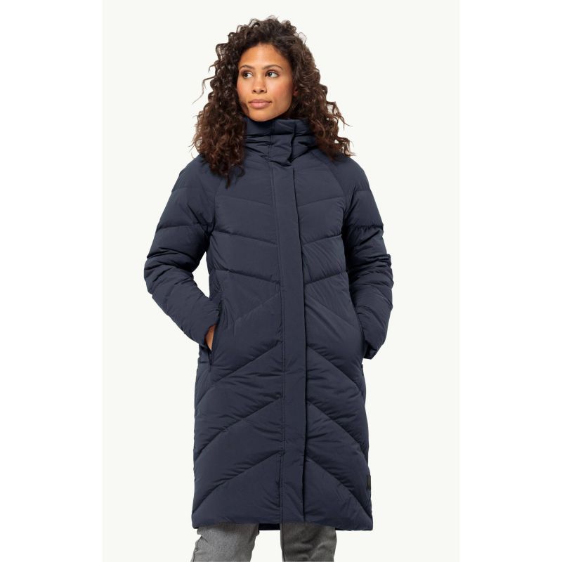 Jack Wolfskin MARIENPLATZ COAT W night blue Down Insulated women's winter jacket navy blue (1206971_1010) In preparation Your Sports Performance