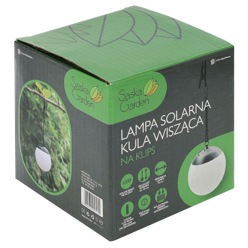SOLAR LAMP PLASTIC BALL HANGING WITH CLIP 10X30CM Dom I Ogród/Lampy I Lampiony/Lampy Your Sports Performance