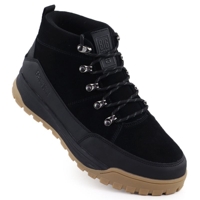 Men's leather boots, unlined, black, Big Star SS174265 Footwear Your Sports Performance