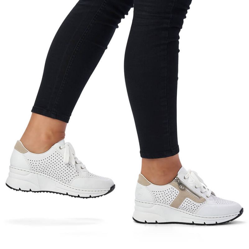 Rieker W N6304-80 white leather wedge shoes Footwear/Lifestyle/Rieker Your Sports Performance