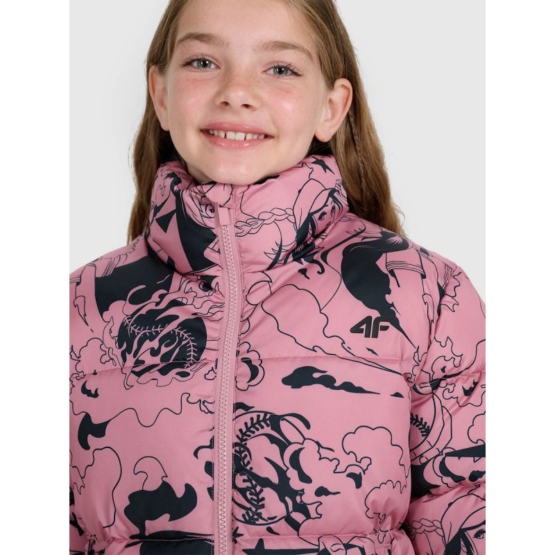 Girls' down jacket with synthetic filling 4F 4FJRAW25TDJAF0748-54A