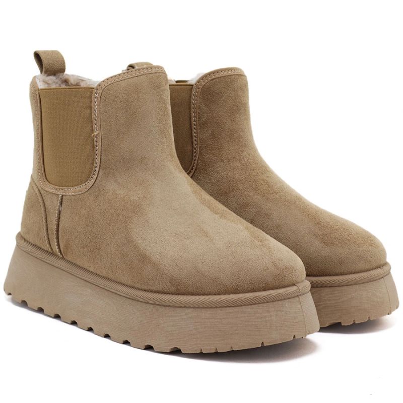 Waterproof women's ankle boots, snow boots, platform boots, beige, Big Star UU274173