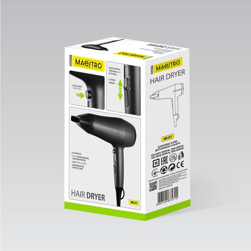 Hair dryer 2200W MAESTRO MR-217 AGD - Produkty/Suszarki do włosów Your Sports Performance