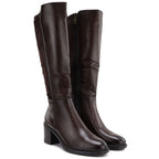 Women's high-heeled stretch boots, brown, Vinceza 58652