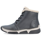 Women's leather ankle boots, insulated, black, Rieker 45946-00