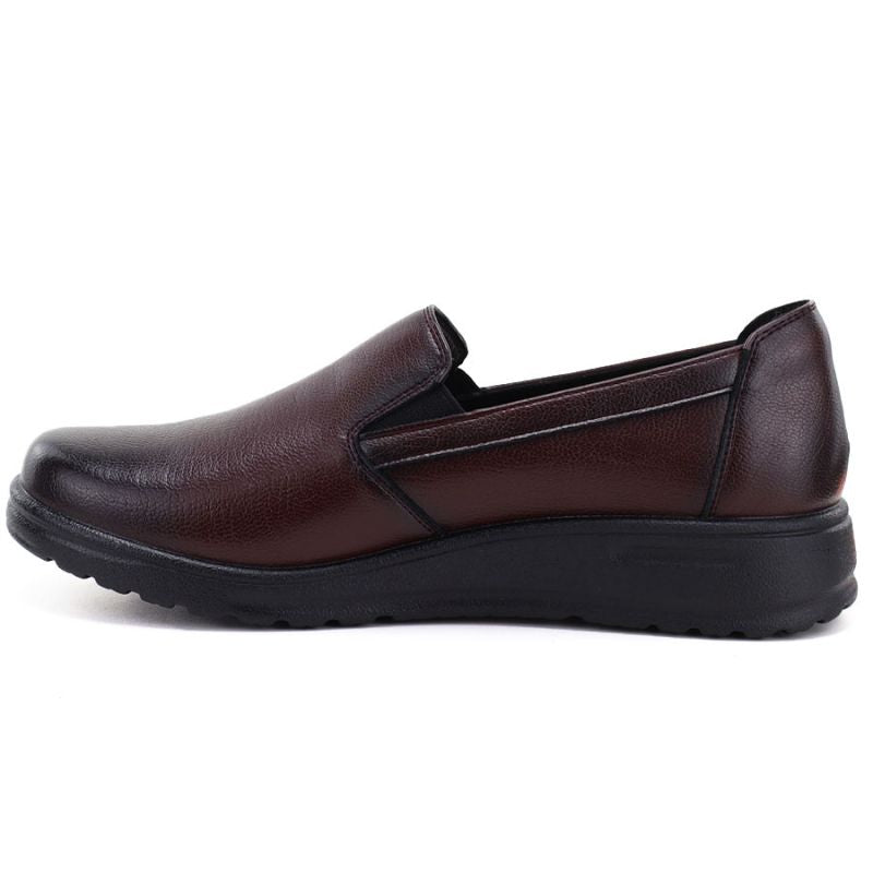 Women's leather wedge slip-on shoes, burgundy, Potocki JE19505