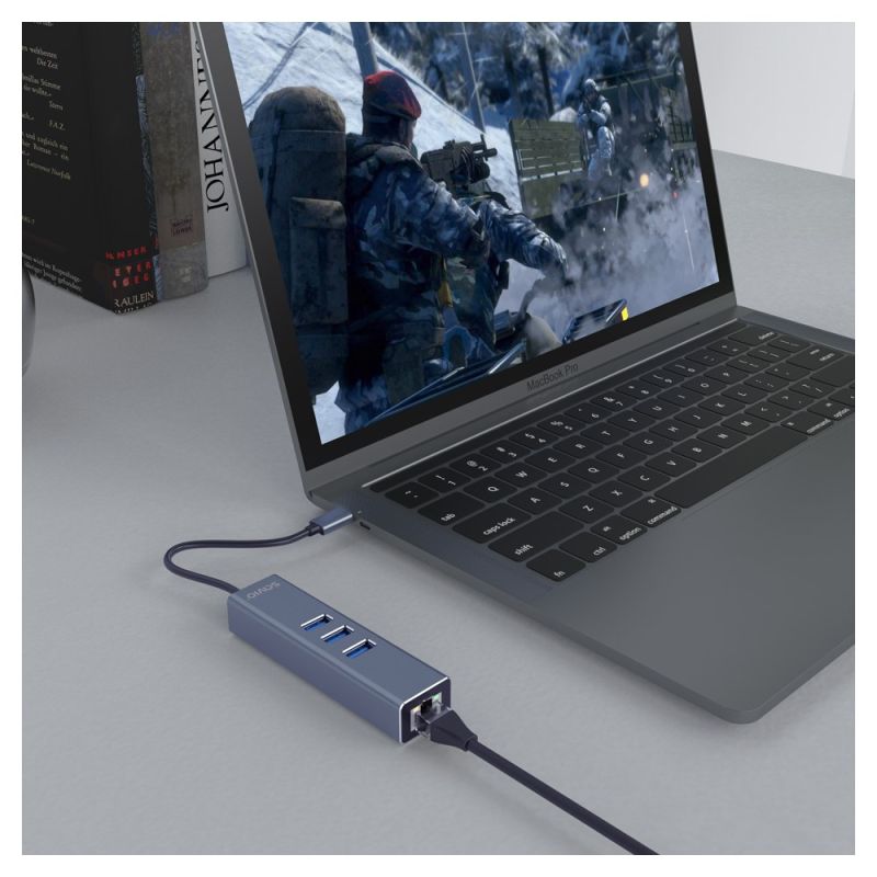 SAVIO AK-57 3-PORT USB-C HUB WITH RJ-45 ADAPTER Kable i adaptery/Adaptery, przejściówki Your Sports Performance