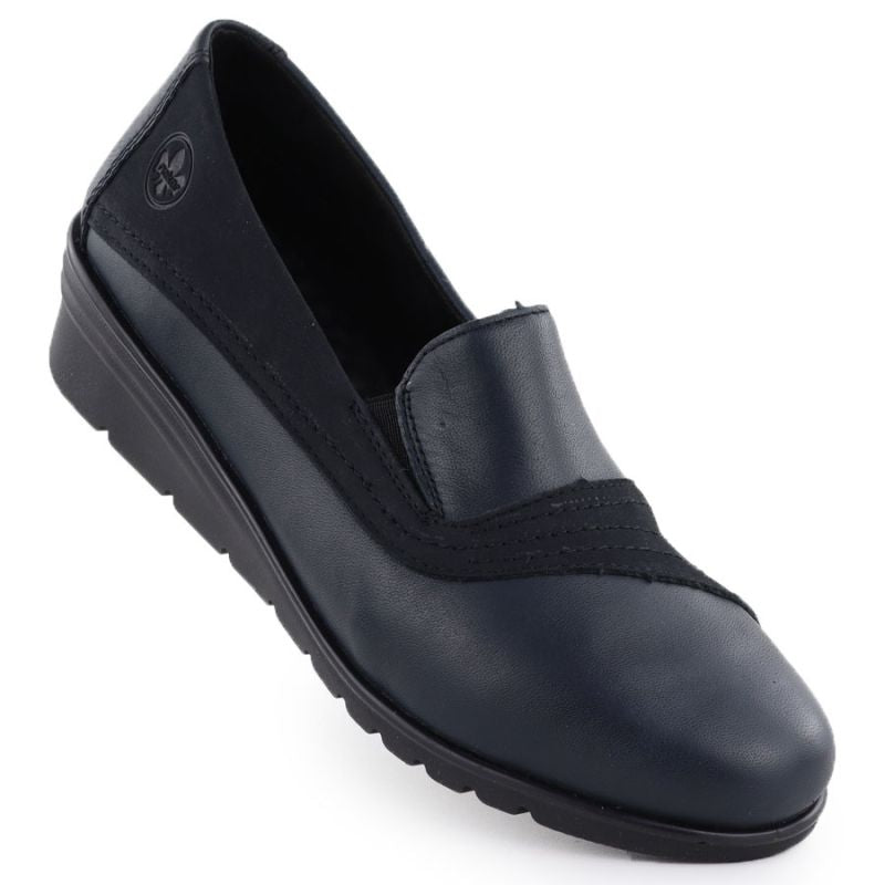 Women's leather wedge shoes, navy blue, Rieker L5356-14 To be categorized Your Sports Performance