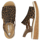 Women's beige leopard print platform sandals Rieker 62741-90 Footwear Your Sports Performance