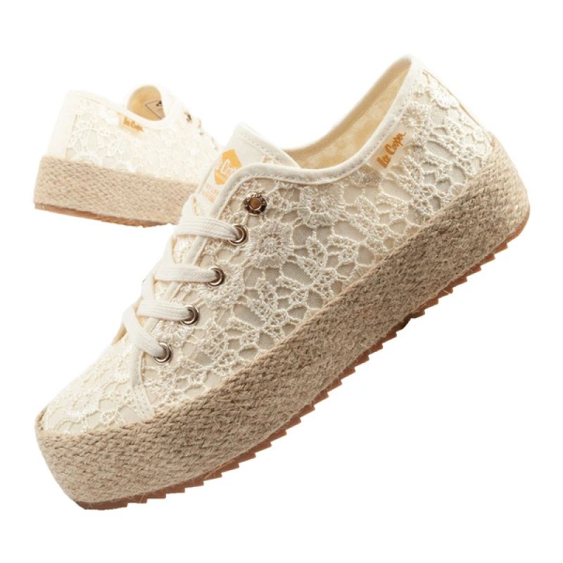 Lee Cooper women's lace sneakers beige platform