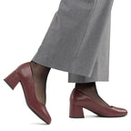 Women's leather high-heeled pumps in burgundy Rieker 44750-35