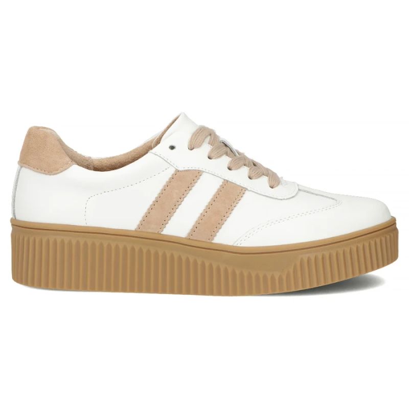 Women's leather suede platform shoes, white Filippo DP6776