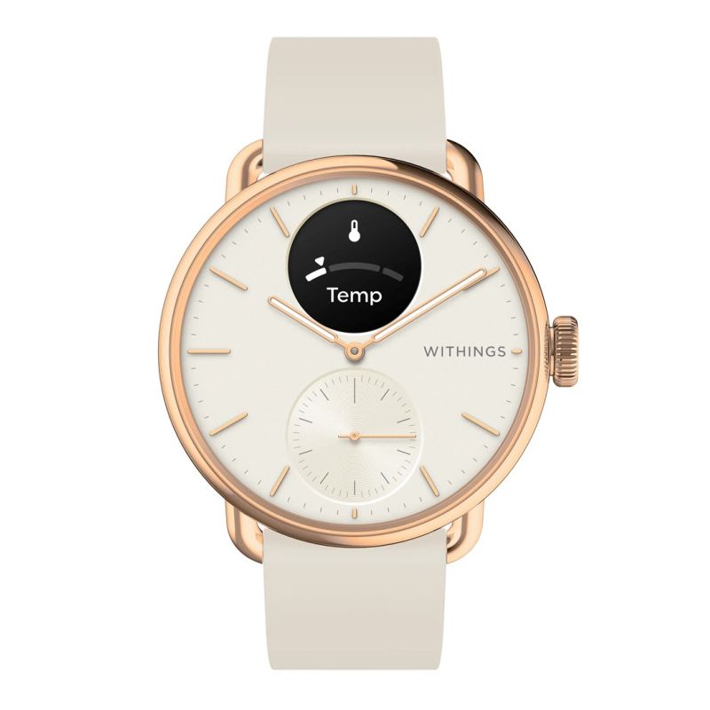 Withings ScanWatch 2 Hybrid Watch - Stainless Steel - Hybrid Smartwatch with Strap - Fluoroelastomer - Wrist Size: 146-211mm - Solid Color - Bluetooth - 34.6g - Sand Akcesoria sportowe i turystyczne/Zegarki sportowe Your Sports Performance