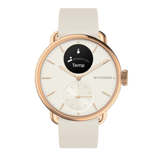 Withings ScanWatch 2 Hybrid Watch - Stainless Steel - Hybrid Smartwatch with Strap - Fluoroelastomer - Wrist Size: 146-211mm - Solid Color - Bluetooth - 34.6g - Sand Akcesoria sportowe i turystyczne/Zegarki sportowe Your Sports Performance