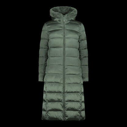CMP women's winter jacket with hood, insulated coat, long, green (34K0046F/E621) CMP