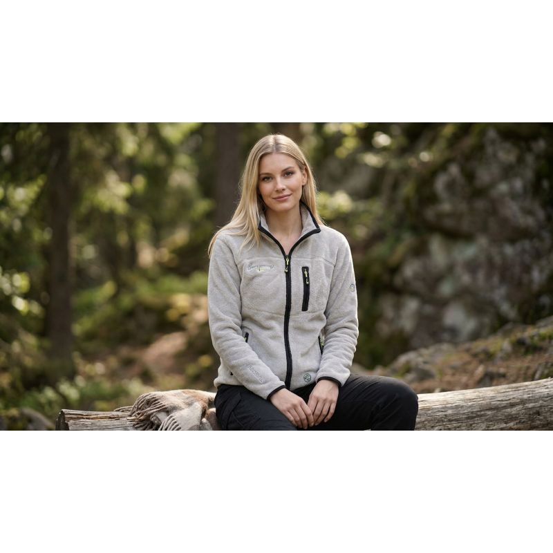 Geographical Norway TAMOUREUSE LGREY DB LADY 047-1 Women's Fleece Jacket (WZ8036F/GN-LIGHT GREY)
