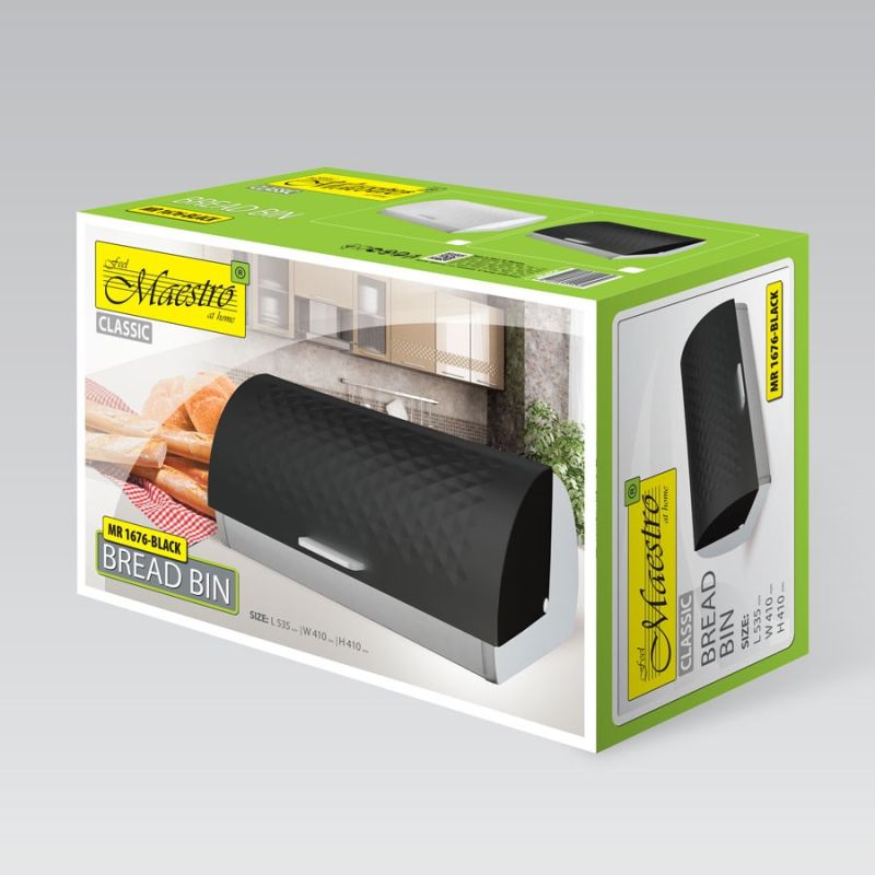 MAESTRO MR-1676-BLACK bread bin AGD - Produkty/Pojemniki na żywność (z metalu) Your Sports Performance