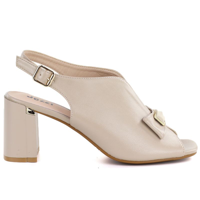 Women's beige Jezzi RMR25112-3 block heel sandals with bow Jezzi