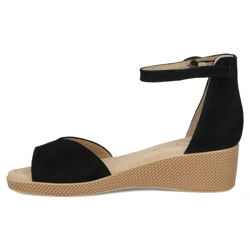 Women's leather wedge sandals, black, Filippo DS7635 Filippo