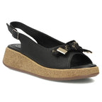 Women's leather wedge sandals with openwork black Filippo DS7582 Filippo