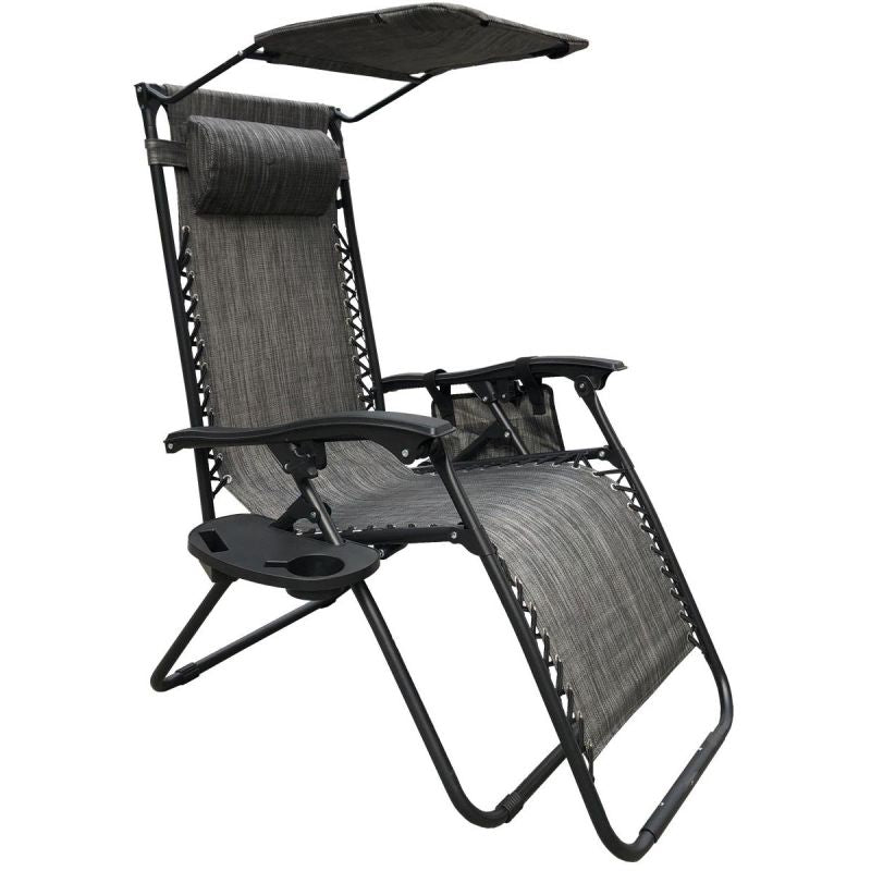 FOLDABLE GARDEN DECK CHAIR WITH CANOPY 173X52/65X110CM GRAY Home and Garden/Garden Your Sports Performance