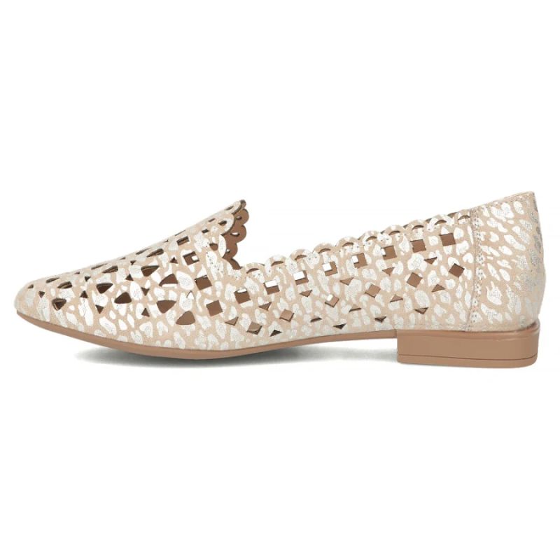 Women's leather openwork shoes, beige, Filippo DP7710 Filippo