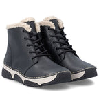 Women's leather ankle boots, insulated, black, Rieker 45946-00