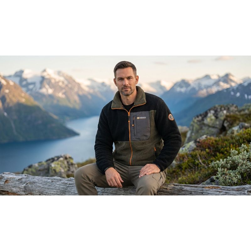 Men’s Fleece Jacket Geographical Norway TARLEY BLACK DB MEN 0124 (WZ8068H/GN-BLACK)